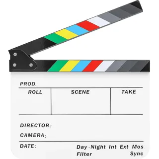 QJIRZB Film Clapper Board 30,5 x 25,4 cm Acryl Kunststoff Regisseur Film Schindeln Film Cut Action Szene Klöppel Board Schiefer für Filme TV Shows Studio Live