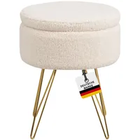 Albatros Hocker mit Stauraum Cannes – Sitzhocker mit Stauraum, Modernes Design, Edler Sherpa-Bezug – Sitztruhe oder Sitzbank mit Stauraum – optimal als Fußhocker oder Hocker Schminktisch, Beige