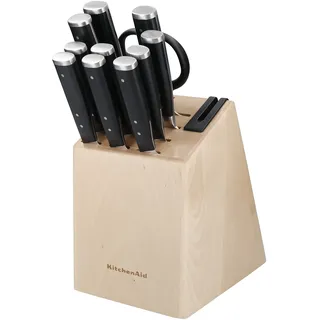 KitchenAid Geschmiedetes Messerset aus japanischem Stahl, mit Messerblock und Schärfer, 11-teilig (10 Messer + Schere)