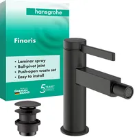 Hansgrohe Finoris Einhebel-Bidetmischer mit Push-Open Ablaufgarnitur, Ausladung 129 mm,