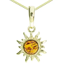 Kette mit Anhänger OSTSEE-SCHMUCK "Ostsee-Schmuck Kette mit Anhänger Sonne Kette mit Anhänger Sonne" Gr. 45, gold (goldfarben), Halsketten, Damen, 45cm, Gelbgold 333, L: 42cm