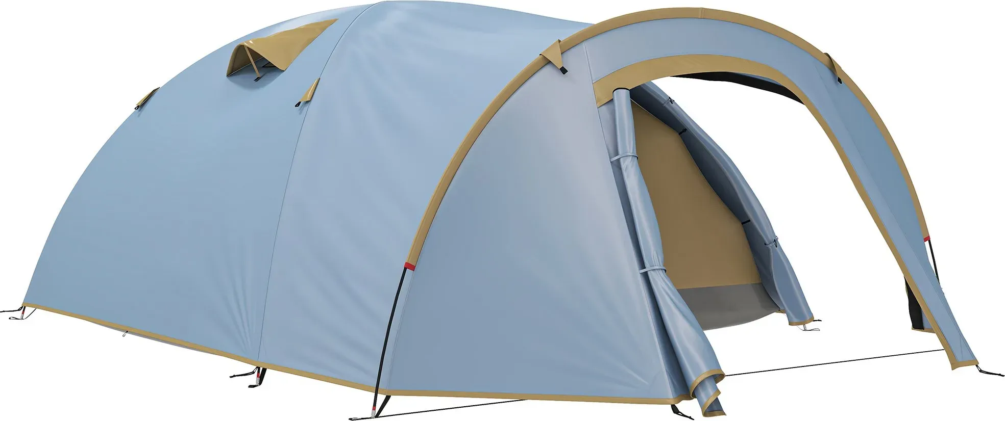 Outsunny Campingzelt für 4 Personen, wasserdicht Tunnelzelt mit 2 Türen Haken Bodenplane Packtasche, Familienzelt mit 2000mm Wassersäule Zelt für Camping Reise Trekking Garten   Aosom