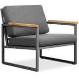 Konsimo Konsimo® Gartensessel, Anthrazit, Grau, Metall, Textil, Holz, 70x65x60 cm, Hergestellt in Europa, Loungemöbel, Lounge-Sessel
