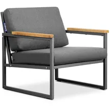 Konsimo Konsimo® Gartensessel, Anthrazit, Grau, Metall, Textil, Holz, 70x65x60 cm, Hergestellt in Europa, Loungemöbel, Lounge-Sessel