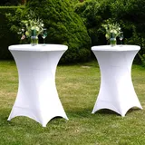 Baumarktplus 10er Set Stehtischhusse Stretch weiß Ø 80 cm Tischhusse