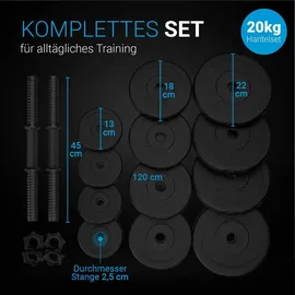 ArtSport Hantelset 20 kg Kurzhantelset schwarz