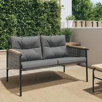 VidaXL Gartenbank mit Kissen 116 cm Schwarz Stahl