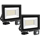 RIGIDON 2x 50W Aussenleuchte Bewegungsmelder Led Strahler, Außen Led Lampe, 5000LM 4000K Warmweiß Led Flutlicht Außenleuchte, Wasserdicht Außen-Leuchte Flutlicht Für Garten Garage Carport Hauswand