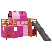 vidaXL Kinderhochbett mit Tunnel Rosa 80x200 cm Massivholz Kiefer