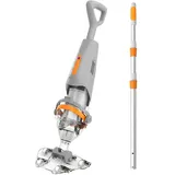 Poolsauger Akku, 4200 L/h Pool Bodensauger mit kabelloser Fernbedienung, 18.5GPM Poolsauger, 75 Min Laufzeit, 176 cm Teleskopstange, Hartschmutzbehälter für Pool, Whirlpool & Spa