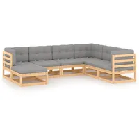 vidaXL Garten-Lounge-Set 7-tlg. grau Kiefer
