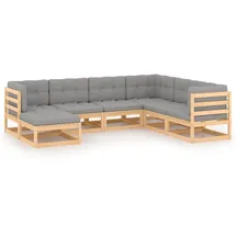 vidaXL Garten-Lounge-Set 7-tlg. grau Kiefer