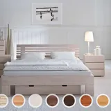 Hasena Wood-Line Massivholzbett Massa/Litto 200x200 cm Buche walnuss 20 cm