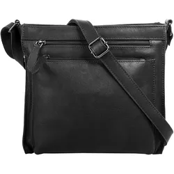 Umhängetasche CLUTY, Damen, Gr. B/H/T: 24cm x 22cm x 9cm onesize, schwarz, Leder, unifarben, Taschen, echt Leder