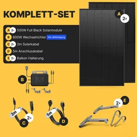 solakon Balkonkraftwerk onBasic 1000W 5 m Kabel + Balkonhalterung