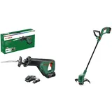 Bosch Akku Säbelsäge AdvancedRecip 18 & 06008C1A03 Bosch Rasentrimmer EasyGrassCut 18V-230 (1x Akku 2,0 Ah, 18 Volt System, Schnittkreisdurchmesser: 23 cm, im Karton) Classic Green