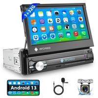 Podofo Autoradio 1 Din mit GPS Navi, Bluetooth RDS, 7 Zoll Bildschirm Ausfahrbarem Manuelle Android Autoradio Stereo mit WiFi FM/RDS Radio Spiegel-Link AUX-in + Rückfahrkamera