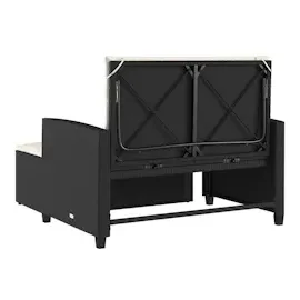 vidaXL Gartensofa mit Kissen 2-Sitzer Schwarz Poly Rattan