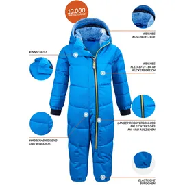 KILLTEC Skioverall Kinder Twinkly MNS ONPC B - Overall in Daunenoptik - Schneeanzug mit Kapuze - Winteranzug mit flauschigem Innenfutter, neon blau, 98/104