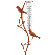 Kobolo Gartenstecker RUSTY BIRDS in Rostoptik mit Niederschlagsmesser