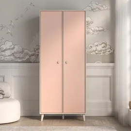 petits-meubles SCHRANK 2 Türen Alycia Beige - Korallenrosa - Holzeffekt