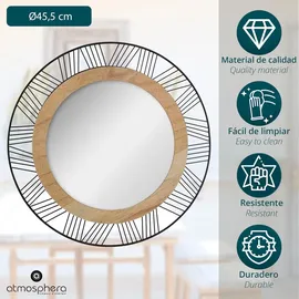 Atmosphera - Runder Spiegel aus Metall und Holz