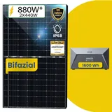 2x 440W Bifaziale Module mit Solarspeicher 1,6kWh Anker SOLIX Solarbank E1600 Speicher für Balkonkraftwerk