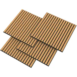 [neu.holz] Akustik-Wandpaneel Vang dunkelbraun 4 St. 60 x 60 cm