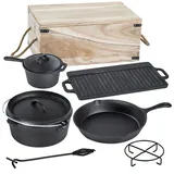 Garden Pleasure Dutch Oven Set 6-tlg. Gusseisen schwarz