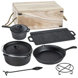 Garden Pleasure Dutch Oven Set 6-tlg. Gusseisen schwarz