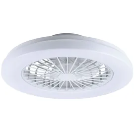 Briloner LED Deckenleuchte mit Ventilator, 5 Geschwindigkeiten, Lichtfarbe einstellbar, Weiß, Ø48,5 - Weiß