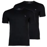 Emporio Armani Herren T-Shirt, 2er Pack - ENDURANCE, Rundhals, Regular Fit, Stretch Cotton Schwarz L