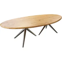 DeLife Esstisch Edge Oval 280x130x2,5 Eiche Natur Estelar rund Edelstahl Flow-Edge Esstische