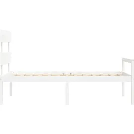 vidaXL Seniorenbett mit Kopfteil Weiß Massivholz