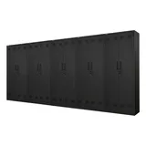 PROREGAL® Mehrzweckschrank MegaDeal Abschließbarer Flügeltürenschrank Stahlschrank RHINO (5-St) Putzmittel- & Besenschrank Haushaltsschrank 5 Fächer & Kleiderstange schwarz