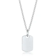 KUZZOI Herren Dog Tag Military Platte Brushed 925 Silber