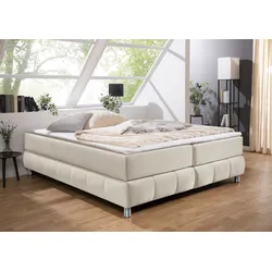 Boxspringbett ANDAS "Salo", beige, B:166cm L:226cm, Komplettbetten, Boxspringbett, Ohne Kopfteil, inkl. Topper, auch in Überlänge 220 cm