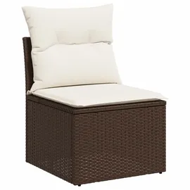 vidaXL 7-tlg. Garten-Sofagarnitur mit Kissen Braun Poly Rattan