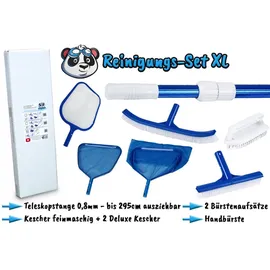 poolpanda Poolreiniger Set XL Poolkescher feinmaschig Poolbürste Teleskopstange