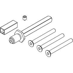 Griffwerk Montage-Set Schutzbeschlag -TITANO Schild SB_884 Hohl-Wechselstift 8x8mm mit Schrauben -Überschubhülse 8/10 -Stift M12, TS 55-60mm