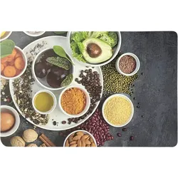 EXCELLENT HOUSEWARE 4 Tischsets abwaschbar 43x28cm Tisch Platzsets mit Gewürze Gemüse Essen Motiv Platzdeckchen Tischuntersetzer Essunterlage Tischdeko Küche Esstisch