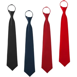 LEOEASIY 4 Stück Krawatte mit Gummizug Schlips Schlips Herren Schwarze Krawatte Herren Verstellbarer Sicherheitsgürtel Gummiband Hochzeitskrawatte Trauerkrawatte Schwarz Marineblau Rot Burgunderrot - Einheitsgröße