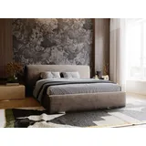 GRAINGOLD Polsterbett mit Bettkasten 180x200, Braun Bouclé, Monza