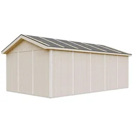 TIMBELA Garage, Beige, Holzwerkstoff, 354x269x604 cm, - Schutzhüllen, Geräteschuppen