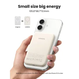 UGREEN Kabellos, Magnetisch Powerbank 5000 mAh - Beige