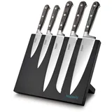 Kuppels ZORRO Magnetischer Messerblock + Messerset 5-teilig | Messerblockset | Magnet-Messerblock Schwarz | Messer-Block mit Messer Set