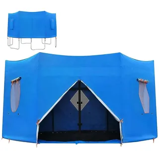 Trampolin Zelt, Trampolin-Sonnenschutz, Trampolin-Abdeckung für Runde Trampoline mit 6/8 Geraden Stangen, Wasserdicht Anti-UV Trampolin Zelt Abdeckung, Schützendes Trampolinzubehör blue 8-pole-427cm