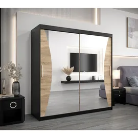 abiks möbel Schwebetürenschrank MONACO 200 x 200 x 62 cm Schwarz