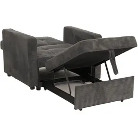 Mendler Schlafsessel HWC-L90 Cord 100 x 86 x 200 cm Dunkelgrau mit Kissen