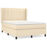 vidaXL Boxspringbett mit Matratze Creme 140x200 cm Stoff vidaXL